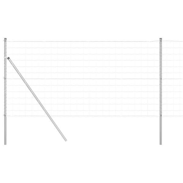 vidaXL Ogrodzenie z słupkiem Srebrny 1,2 x 25 m Stal i PVC