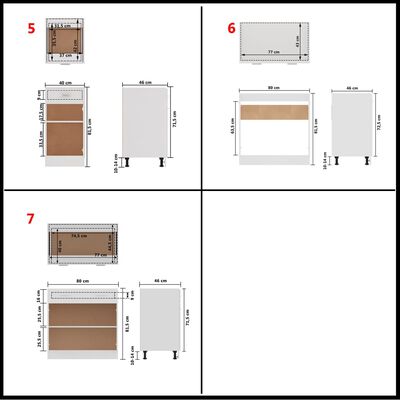 vidaXL 7-cz. zestaw szafek kuchennych, biały, płyta wiórowa