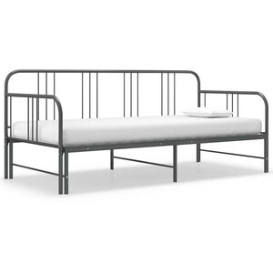 vidaXL Sofa z wysuwaną ramą ł&oacute;żka, szara, metalowa, 90x200 cm