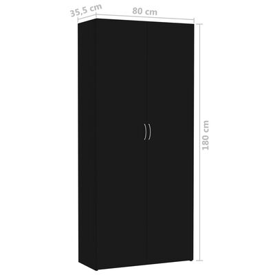 vidaXL Szafa, czarna, 80 x 35,5 x 180 cm, płyta wiórowa