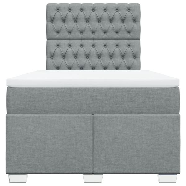 vidaXL Ł&oacute;żko kontynentalne z materacem, jasnoszare, 120x190 cm tkanina