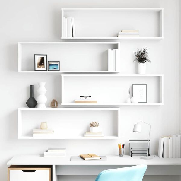 vidaXL P&oacute;łki ścienne kostki, 4 szt., białe, 100x15x30 cm