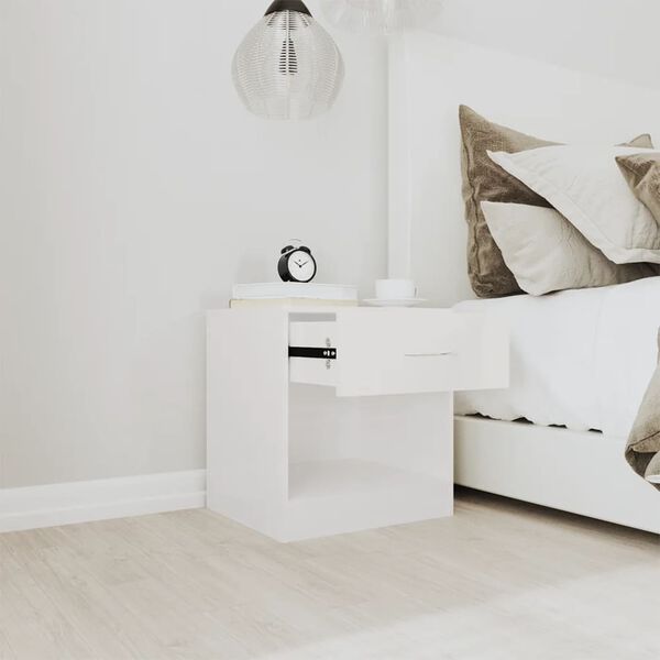 vidaXL Szafki nocne z szufladą, 2 szt.,biały o wysokim połysku