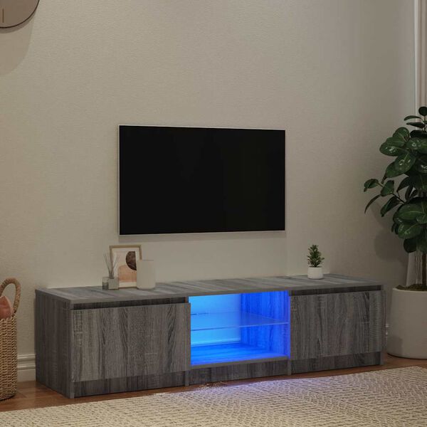 vidaXL Szafka pod TV, z LED, szary dąb sonoma, 140x40x36 cm