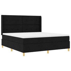 vidaXL Ł&oacute;żko sprężynowe z paskami LED Czarny 180 x 200 cm tkanina