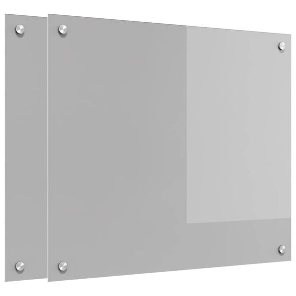 vidaXL Prz&oacute;d kuchenny 2 pcs Jasnoszary 70 x 60 cm szkło hartowane