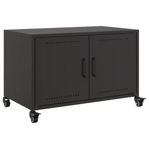 vidaXL Szafka RTV, czarna, 68x39x43,5 cm, stal