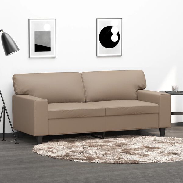 vidaXL 2-osobowa sofa, kolor cappuccino, 140 cm, sztuczna sk&oacute;ra
