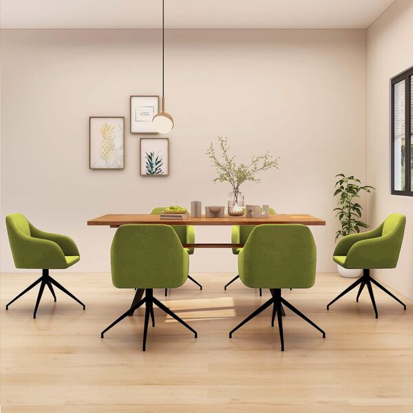 vidaXL Krzesła stołowe, 6 szt., jasnozielone, obite aksamitem