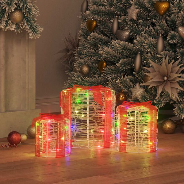 vidaXL Dekoracja Pudełka Prezentowego 3 pcs kolorowy 20 x 20 x 21 cm