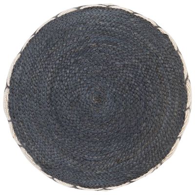 vidaXL Puf z dzierganym pokryciem z juty i bawełny, 50x30cm, niebieski