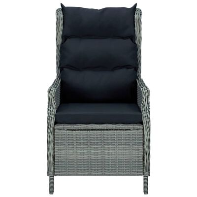 vidaXL Rozkładane krzesło ogrodowe z poduszkami, jasnoszary polirattan
