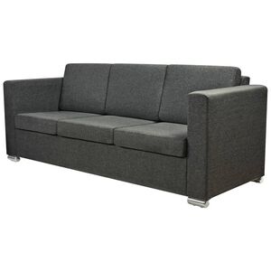 vidaXL 3-osobowa sofa tapicerowana tkaniną, ciemnoszara