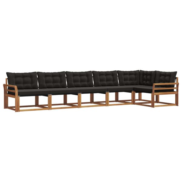 vidaXL Zestaw sof na zewnątrz z poduszką 6 pcs Naturalny i czarny