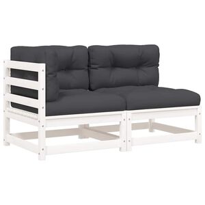 vidaXL Sofa ogrodowa z poduszkami, 2-osobowa, biała, drewno sosnowe