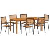 vidaXL Zestaw do jadalni w ogrodzie 7 pcs Czarny Lite Drewno Akacji