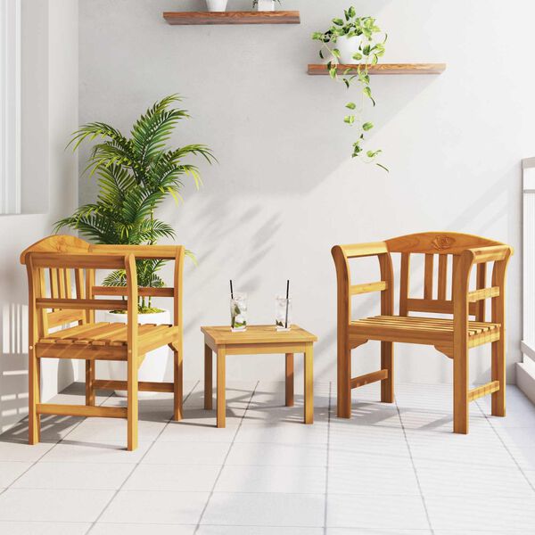 vidaXL Zestaw lounge R&oacute;ża ogrodowa 3 pcs Naturalny Lite Drewno Akacji