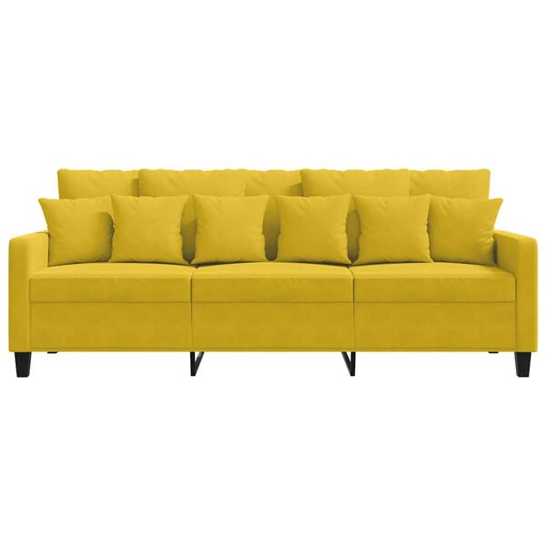 vidaXL Sofa 3-osobowa, ż&oacute;łty, 180 cm, tapicerowana aksamitem