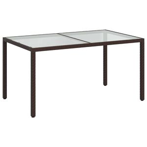 vidaXL St&oacute;ł ogrodowy, 150x90x75 cm, szkło i rattan PE, brązowy