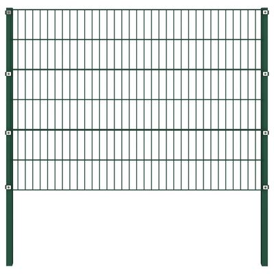vidaXL Panel ogrodzeniowy ze słupkami, żelazny, 5,1 x 1,2 m, zielony