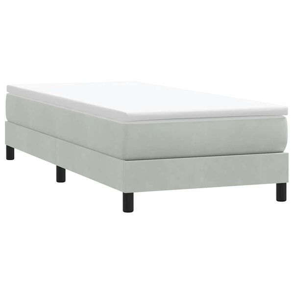 vidaXL Ł&oacute;żko Box Spring bez materaca Jasnoszary 100x210 cm Aksamit