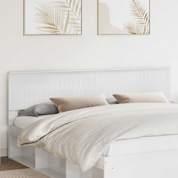 vidaXL Zagł&oacute;wek Błyszcząca biel 200 cm Materiał drewnopochodny