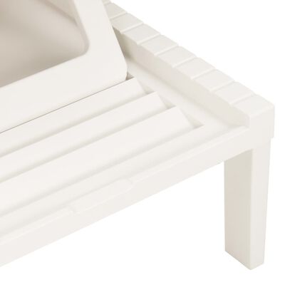 vidaXL Leżak z poduszką, plastikowy, biały