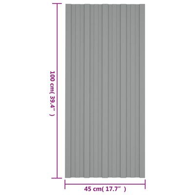 vidaXL Panele dachowe, 36 szt., stal galwanizowana, szare, 100x45 cm