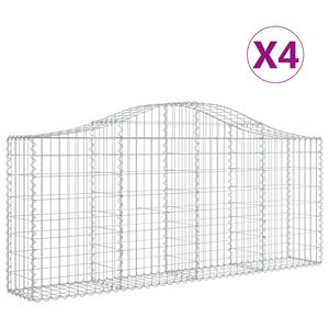 vidaXL Kosze gabionowe, 4 szt, 200x30x80/100 cm, galwanizowane żelazo