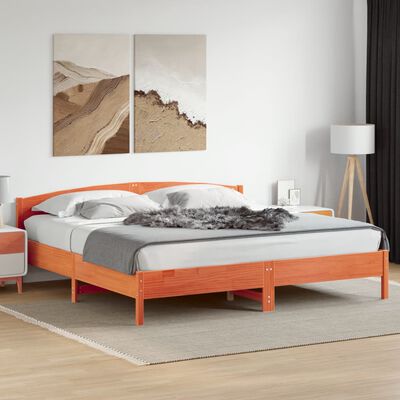 vidaXL Rama łóżka z wezgłowiem, woskowy brąz, 180x200 cm, sosnowa