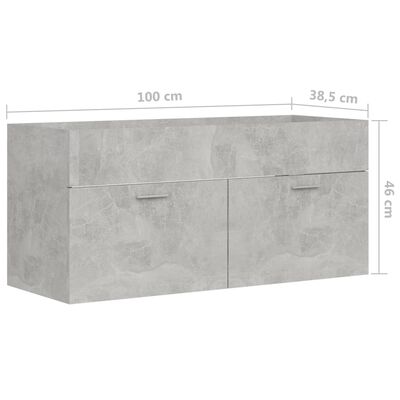 vidaXL Szafka pod umywalkę, szarość betonu, 100x38,5x46 cm, płyta