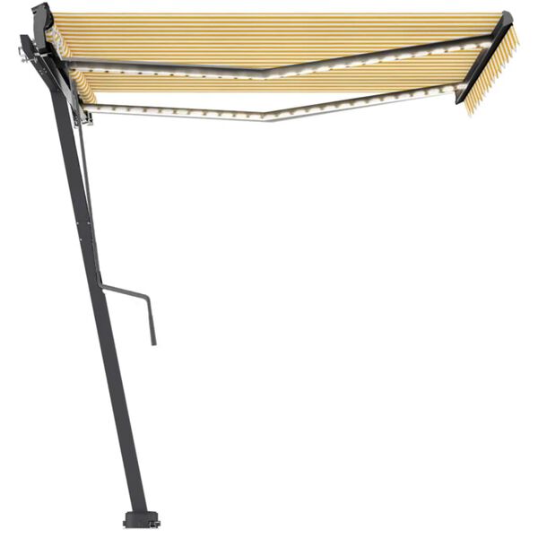 vidaXL Wolnostojąca, automatyczna markiza, 350x250 cm, ż&oacute;łto-biała