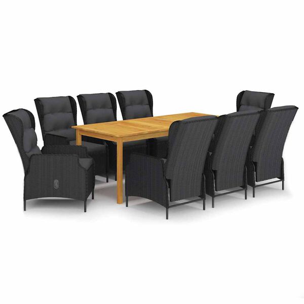 vidaXL 9-częściowy zestaw mebli ogrodowych, ciemnoszary