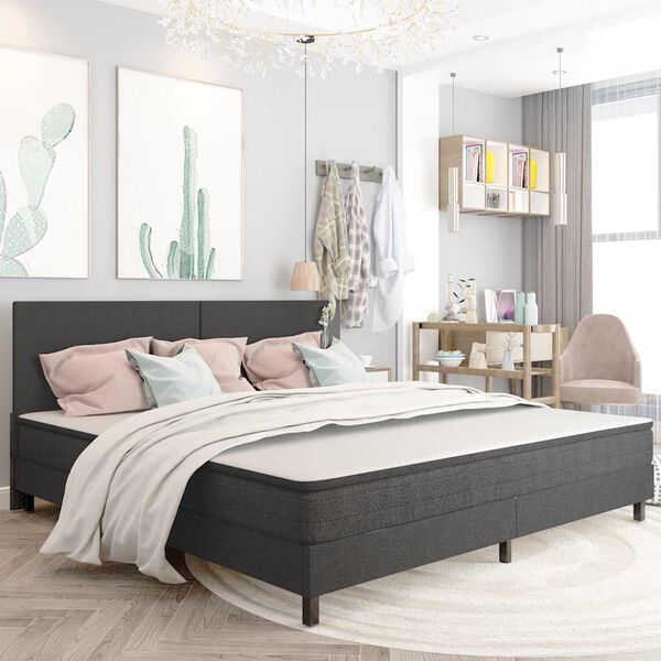 vidaXL Ł&oacute;żko kontynentalne, szare, tapicerowane, 200x200 cm