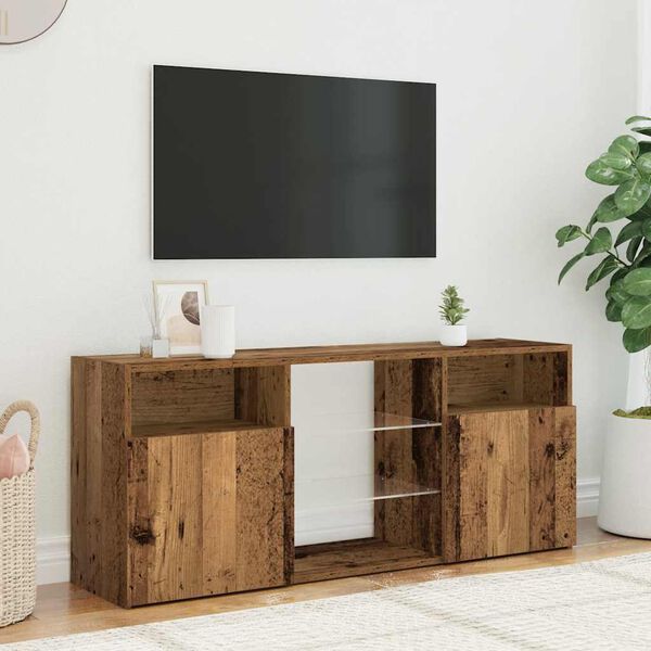 vidaXL Szafka pod TV z oświetleniem LED, stare drewno, 120x30x50 cm