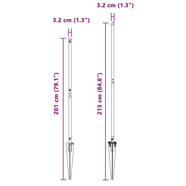 vidaXL Słupek ogrodzeniowy. 26 pcs Szary 3,2 x 3,2 x 170 cm