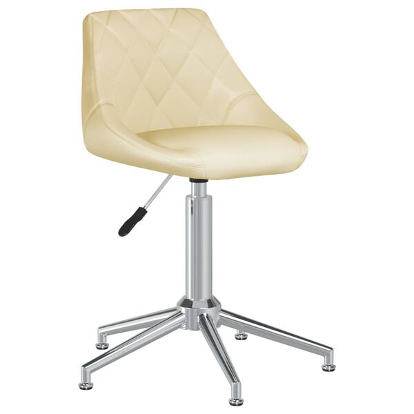 vidaXL Obrotowe krzesło stołowe, kremowe, obite sztuczną sk&oacute;rą