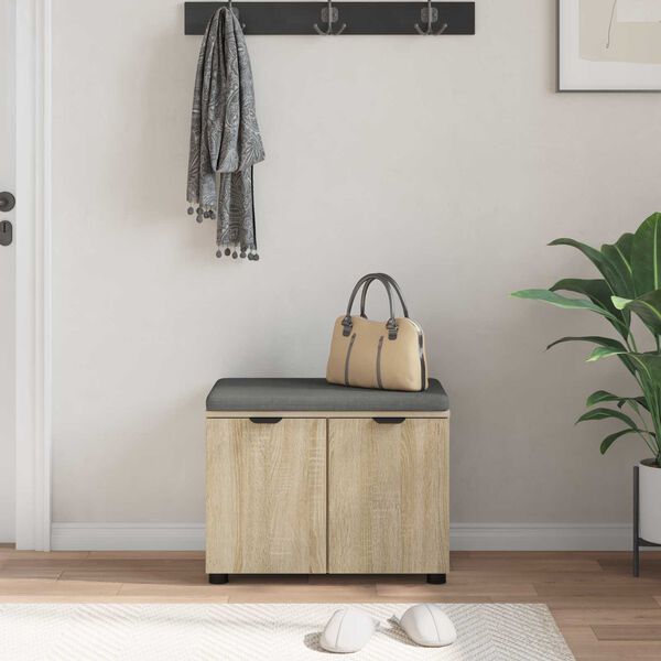 vidaXL Ławka w przedpokoju z poduszką Dąb Sonoma 60 x 38 x 46 cm