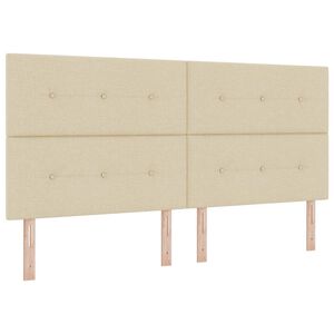 vidaXL Ł&oacute;żko z sprężyną LED Z zagł&oacute;wkiem Kremowy 200 x 200 cm tkanina