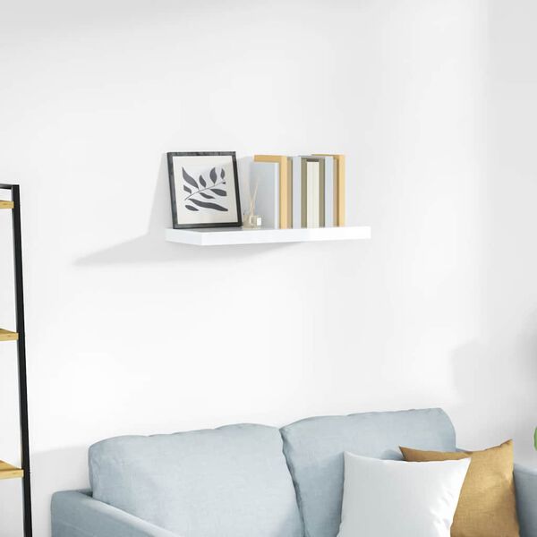 vidaXL P&oacute;łka ścienna, wysoki połysk, biała, 60x23,5x3,8 cm, MDF