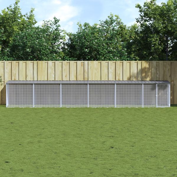 vidaXL Klatka dla kurcząt, z dachem, jasnoszara, 603x98x90 cm, stal