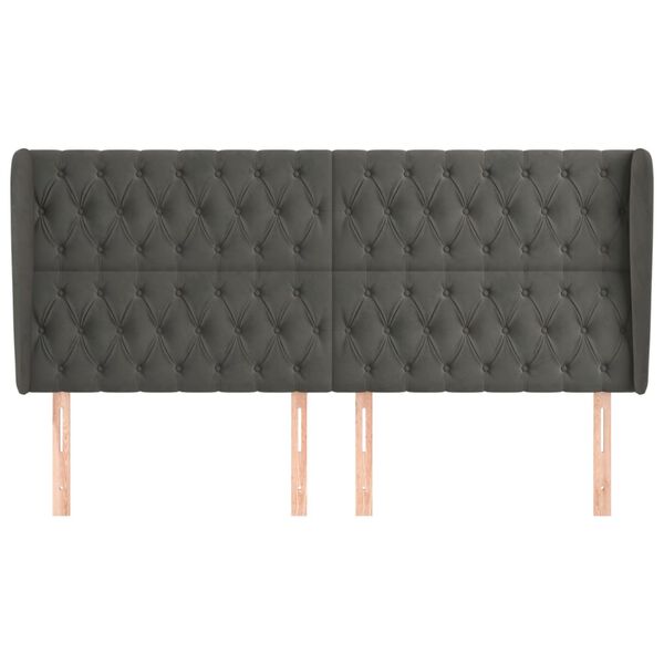 vidaXL Zagłówek uszak, ciemnoszary, 203x23x118/128 cm, aksamit