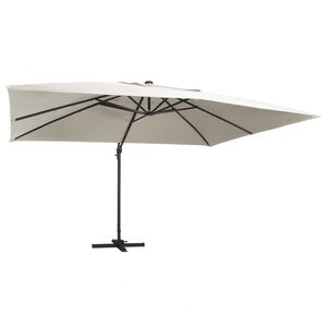 vidaXL Parasol z LED i aluminiowym słupkiem, 400x300 cm, piaskowy