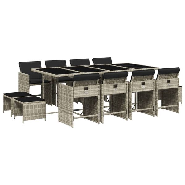 vidaXL 13-cz. zestaw mebli ogrodowych z poduszkami, jasnoszary