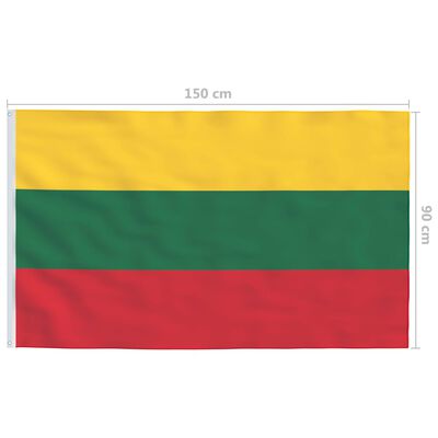 vidaXL Flaga Litwy z aluminiowym masztem, 4 m