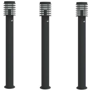 vidaXL Lampy ogrodowe na słupku, z czujnikiem, 3 szt., czarne, 110 cm