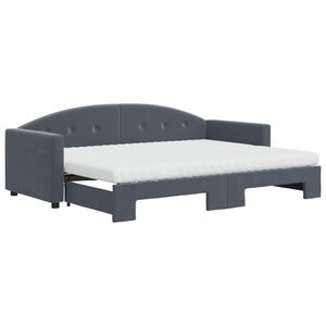 vidaXL Sofa rozsuwana z materacami, ciemnoszara, 80x200 cm, aksamit