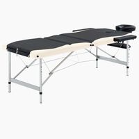 vidaXL Składany stół do masażu, 3-strefowy, aluminiowy, czarno-beżowy