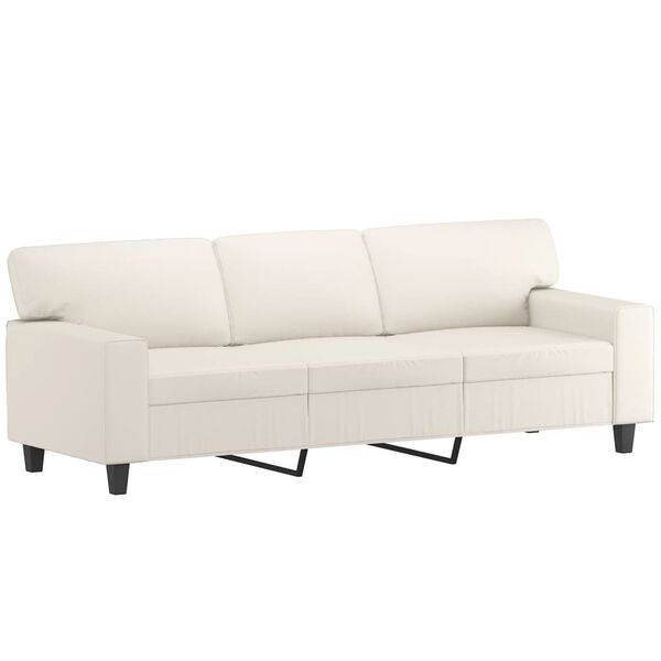 vidaXL 3-osobowa sofa z poduszkami, kremowa, 180 cm, sztuczna sk&oacute;ra