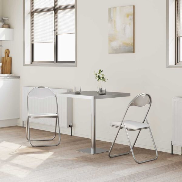 vidaXL Krzesło składane 2 pcs Biały i szary 48 x 43,5 x 81 cm